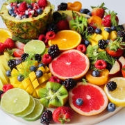 Health benefits of fruits include being a rich source of vitamins, minerals, fiber, and antioxidants.