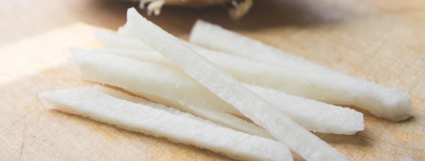 Jicama is a great crunchy addition to a salad.